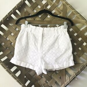 Kimchi Blue UO White Eyelet High Rise Shorts Medium Boho Coastal